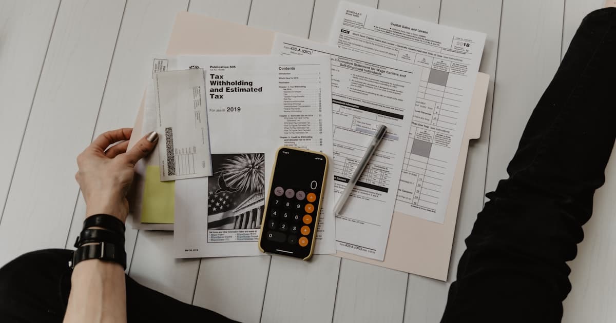 Modern office workspace with financial documents