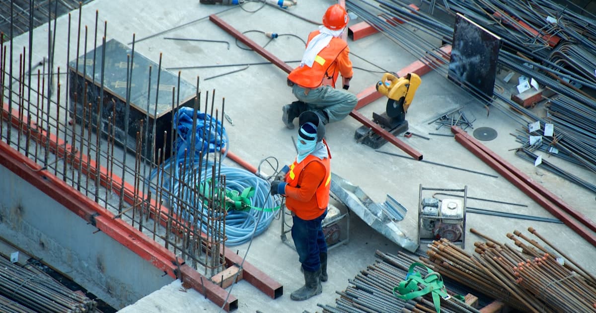 Construction cranes at a new development site